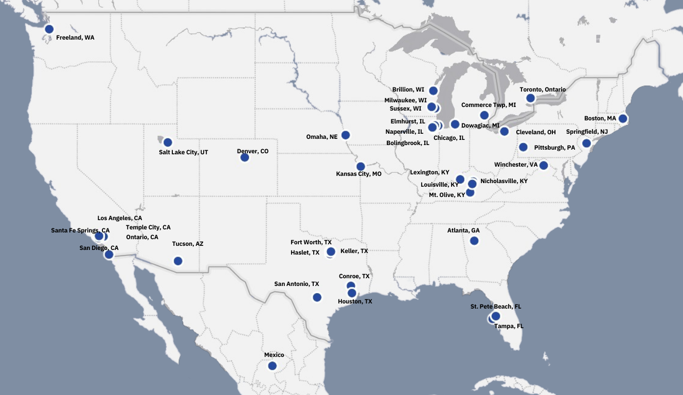 Map of Haulistic Stations across the United States